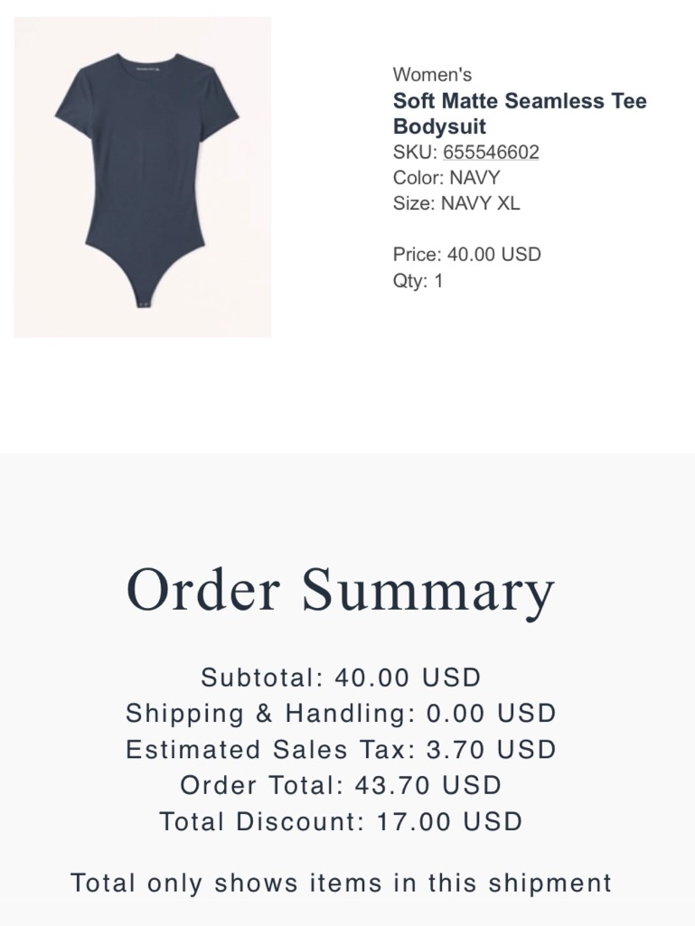 Abercrombie Soft Matte Seamless Tee Bodysuit - Picture 6 of 6